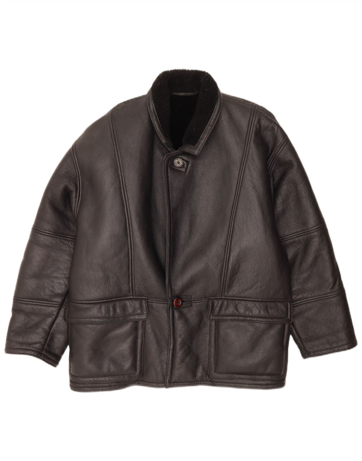 Vintage Herren Shearling Jacke IT 48 Medium Schwarz