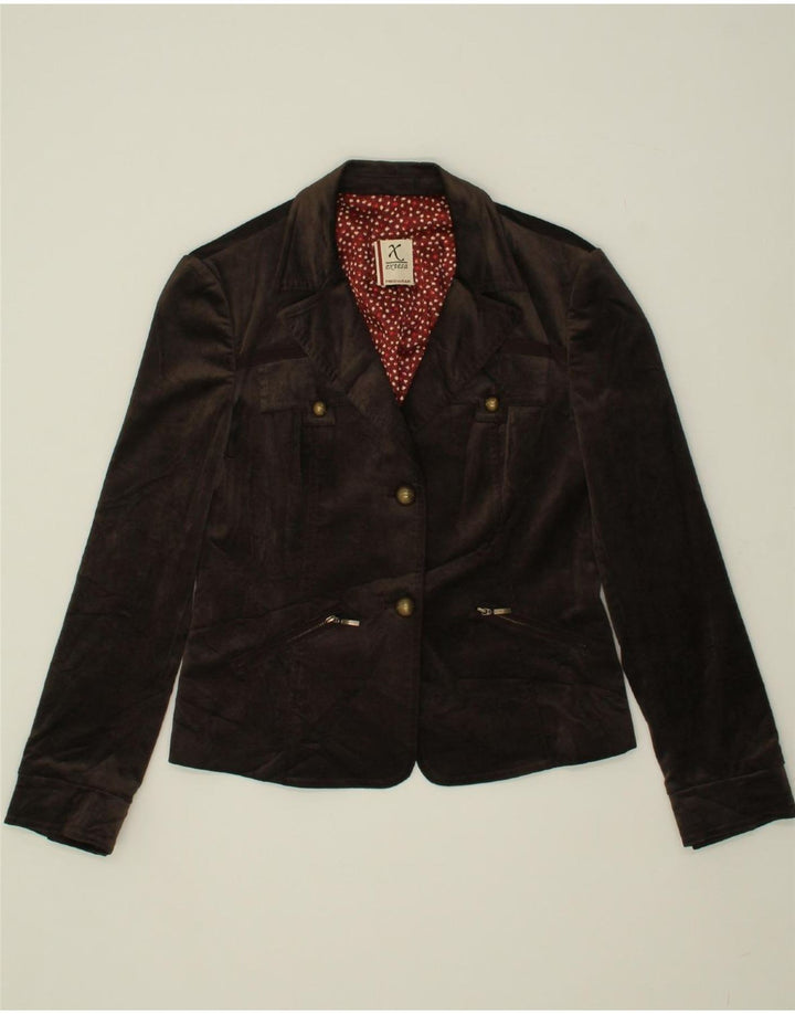 EXTESA Damen 2-Knopf-Blazerjacke UK 12 Mittelbraune Viskose