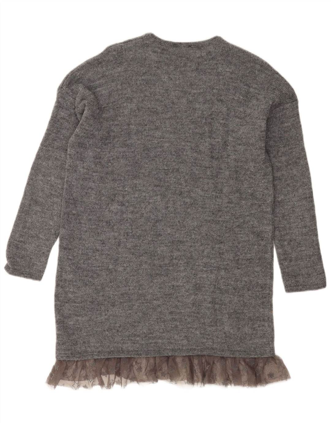 Benetton Damen-Pulloverkleid mit Grafik, UK 12, Mittelgrau, Farbblock