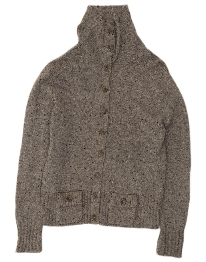 Eddie Bauer Damen-Cardigan-Pullover UK 16 Große grau gefleckte Lammwolle