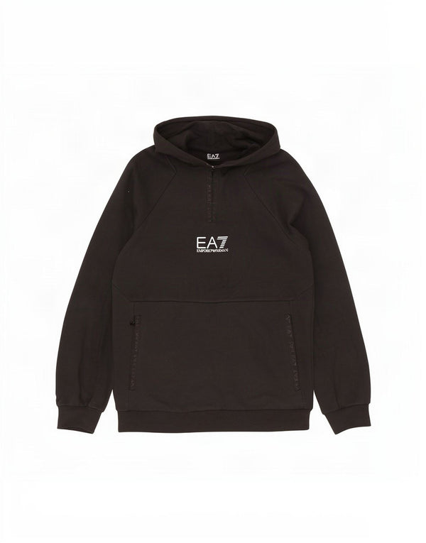 Emporio Armani Damen Kapuzenpullover mit grafischem Reißverschluss und Reißverschluss, Gr. 16, Schwarz