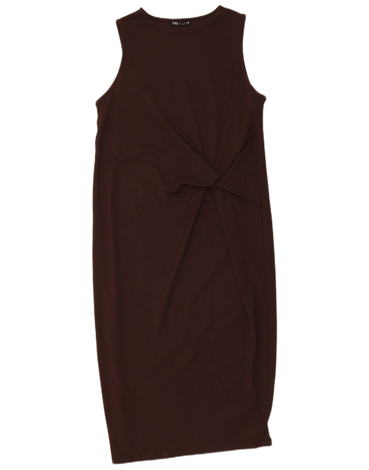 Zara Damen ärmelloses Basic-Kleid UK 10 Small Braun