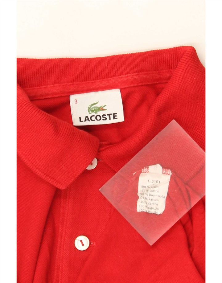 Lacoste Herren-Langarm-Poloshirt, Größe 3, klein, rote Baumwolle