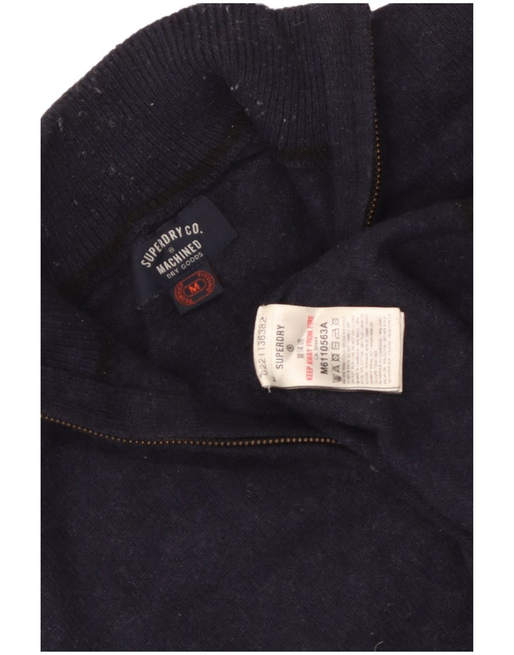 Superdry Damen-Pullover mit Reißverschluss am Hals, UK 14, mittelmarineblaue Wolle
