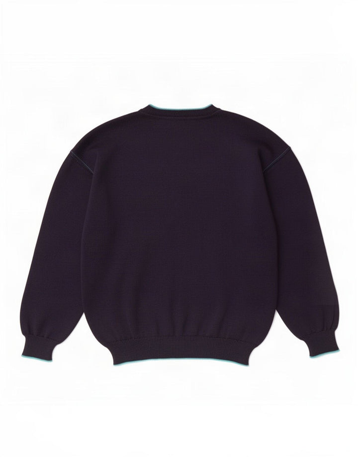Vintage Herren Pullover mit V-Ausschnitt IT 50 Medium Marineblaue Wolle