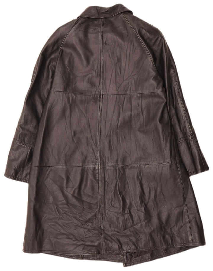 Vintage Damen Ledermantel IT 42 Medium Schwarz