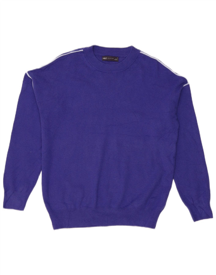 Marks & Spencer Damen-Pullover mit Rundhalsausschnitt, UK 14, mittelblaue Viskose
