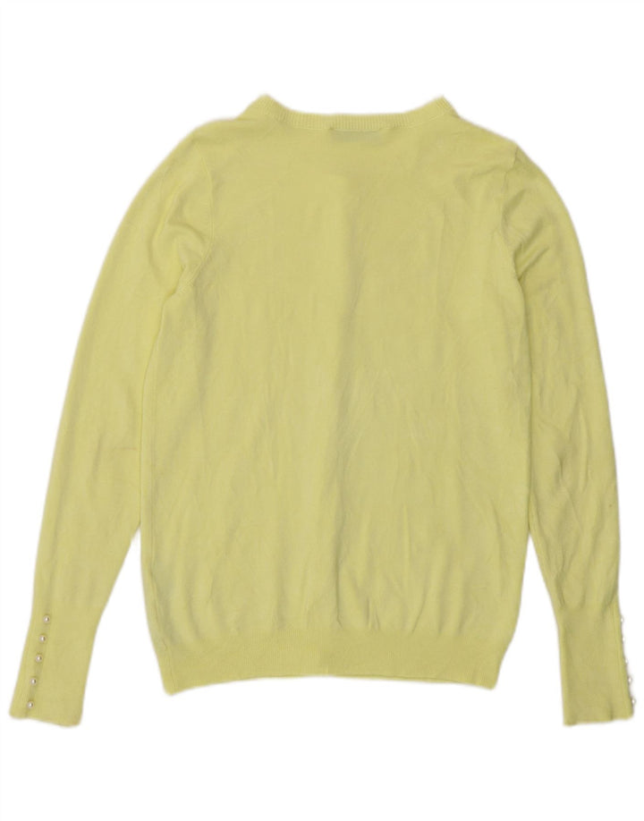 Zara Damen-Cardigan-Pullover UK 10 Kleine gelbe Viskose