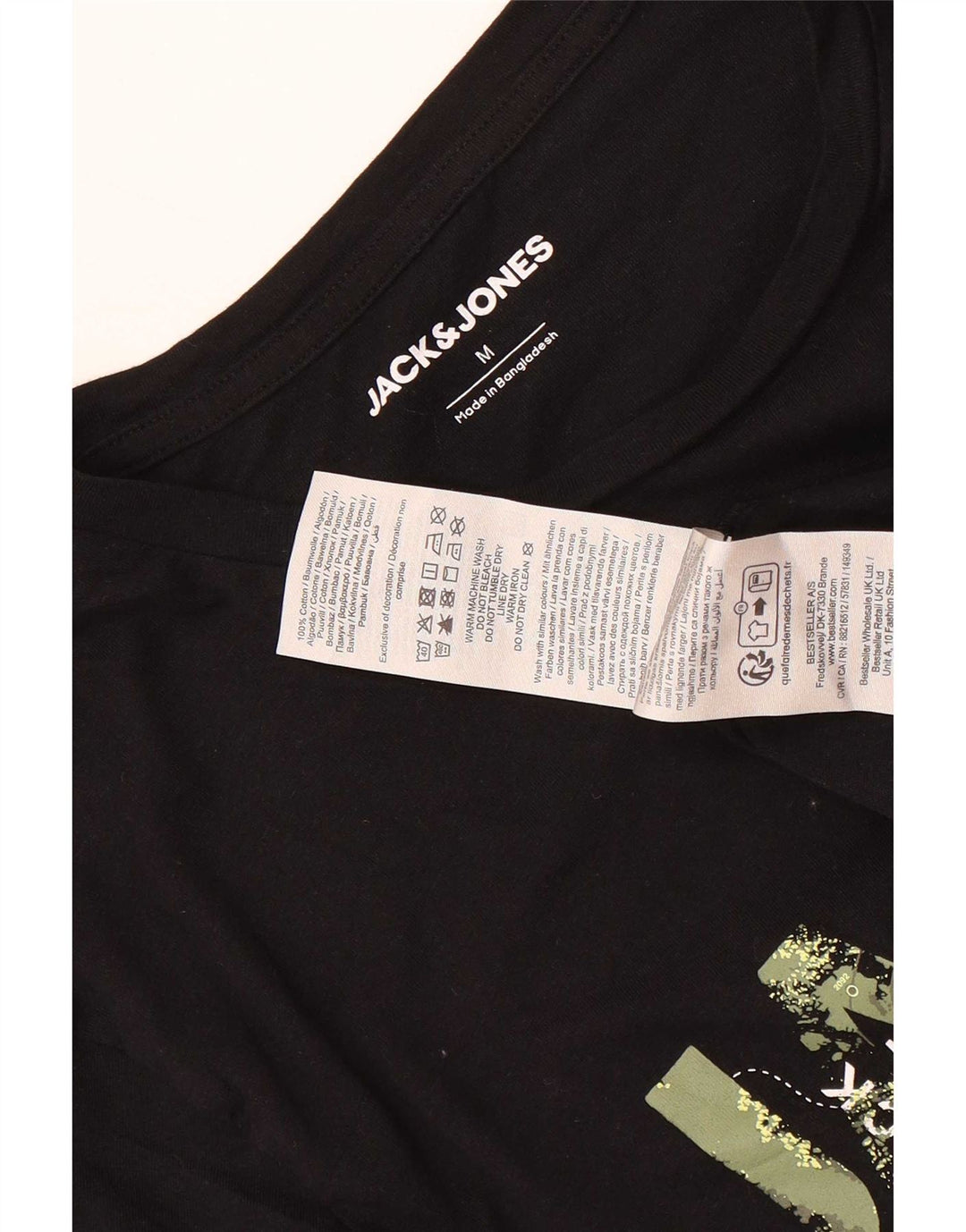 Jack & Jones Herren-T-Shirt mit Grafik, mittelschwarze Baumwolle
