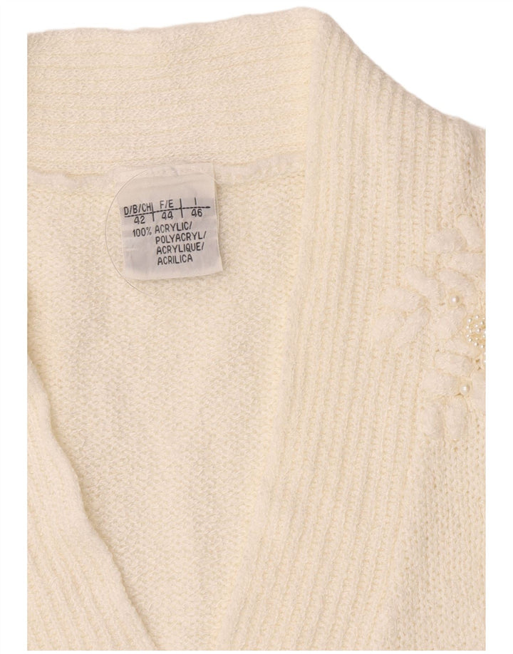 Vintage Damen Cardigan Pullover IT 46 Großes weißes Acryl