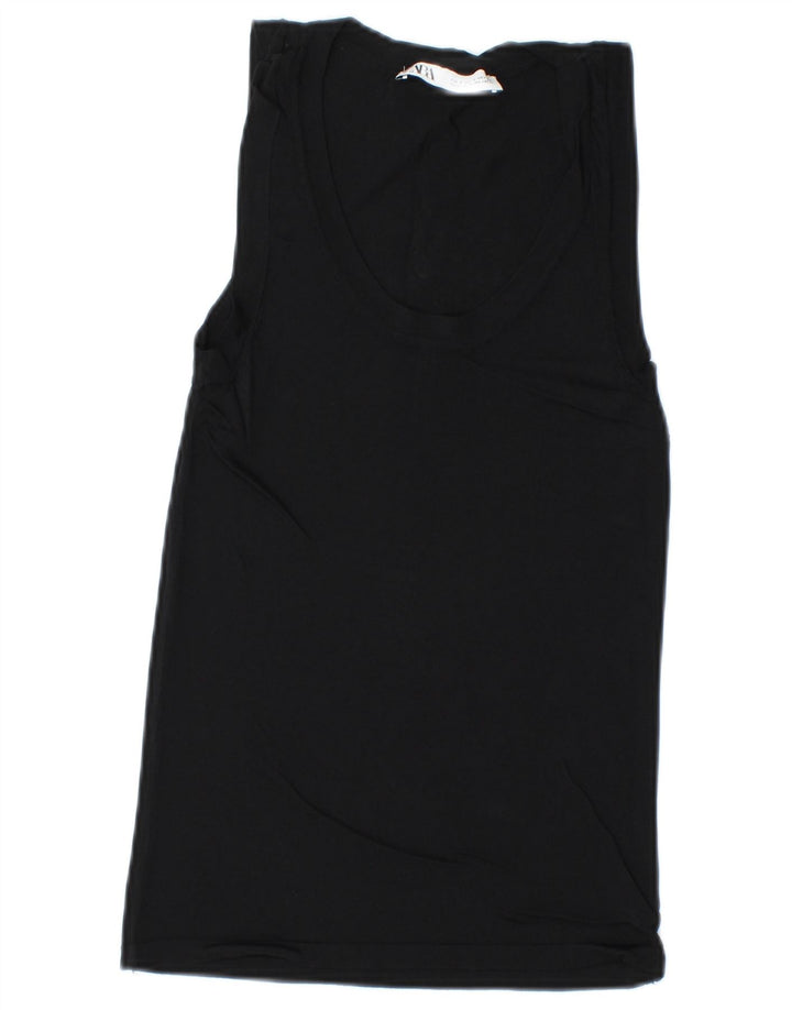 Zara Damen Weste Top UK 8 Small Schwarz