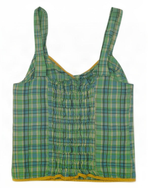 Vintage Womens Cami Top IT 44 Medium Green Check Acetate