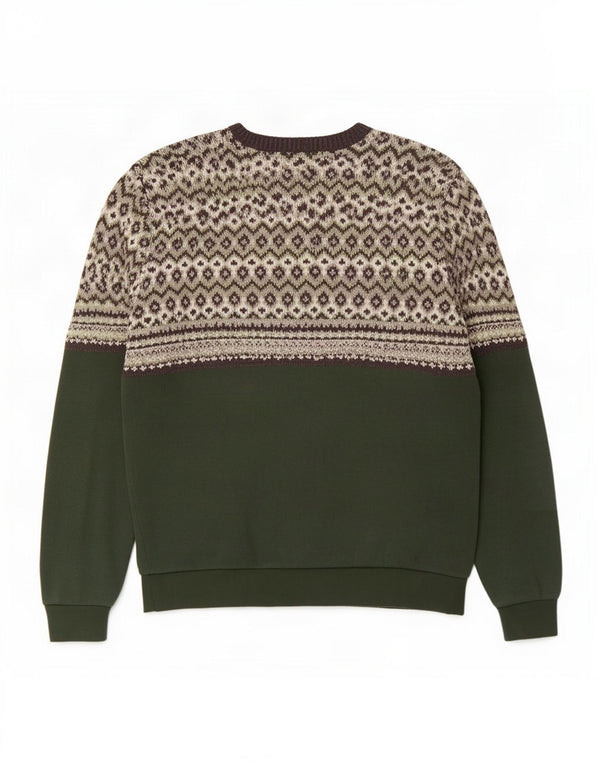 Scout Herren-Pullover mit U-Boot-Ausschnitt, XS, Grün, Fair-Isle-Polyester