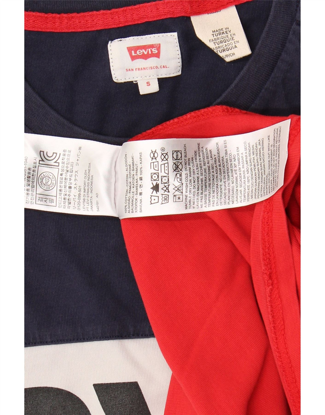 LEVI'S Mens Graphic T-Shirt Top Small Multicoloured Colourblock Cotton