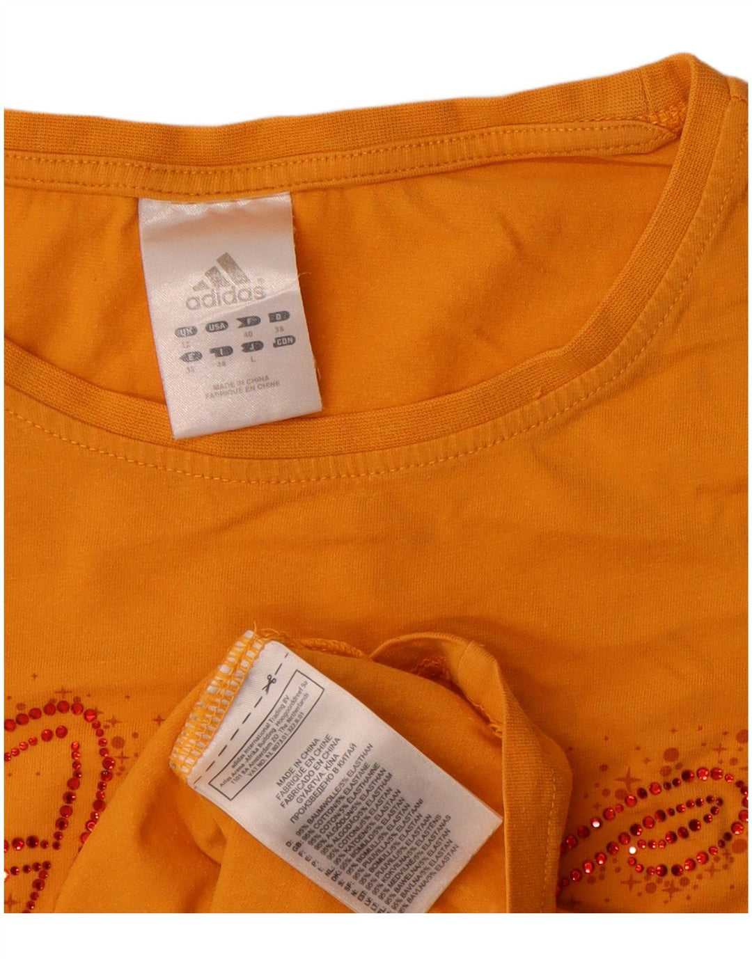 Adidas Damen Graphic T-Shirt Top UK 12 Mittelgelbe Baumwolle