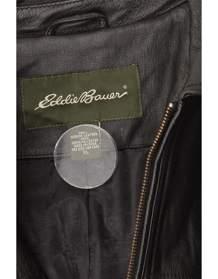 Eddie Bauer Herren Lederjacke UK 42 XL Schwarzes Leder