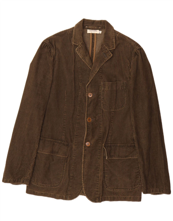 Alberto Aspesi Herren-Blazerjacke mit 3 Knöpfen, UK 38, mittelbraune Baumwolle