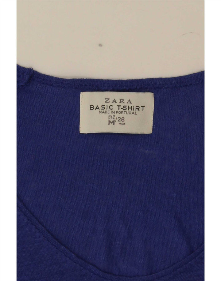 Zara Damen T-Shirt Top UK 14 Mittelblau meliert
