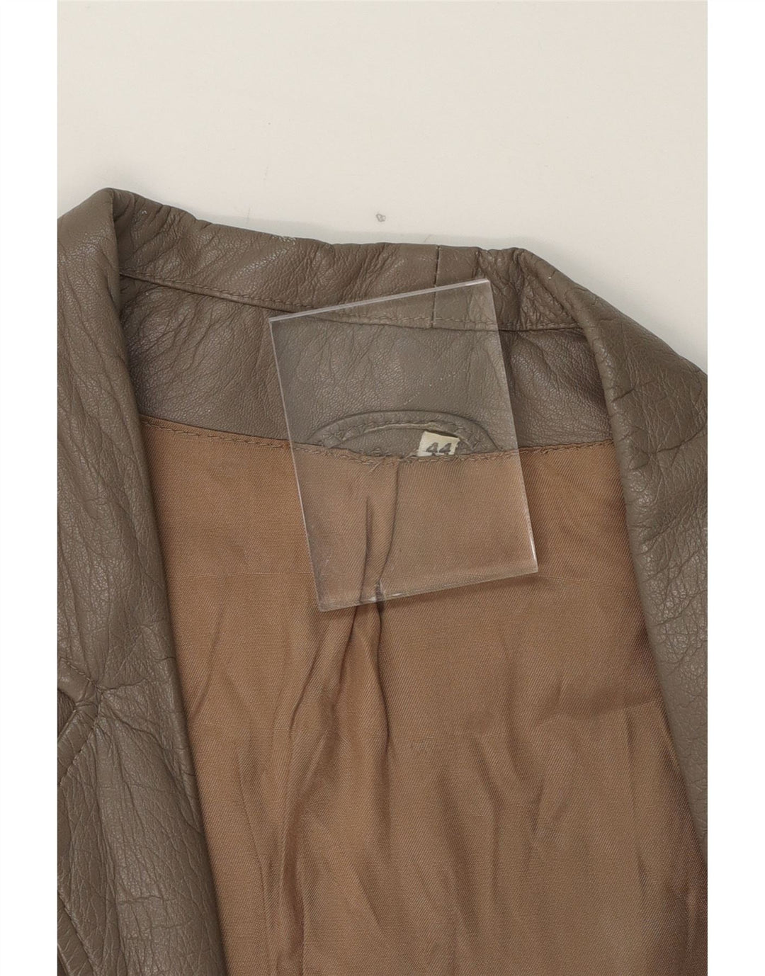 VINTAGE Womens Oversized Leather Jacket EU 44 XL Grey Vintage Vintage and Second-Hand Vintage from Messina Hembry 