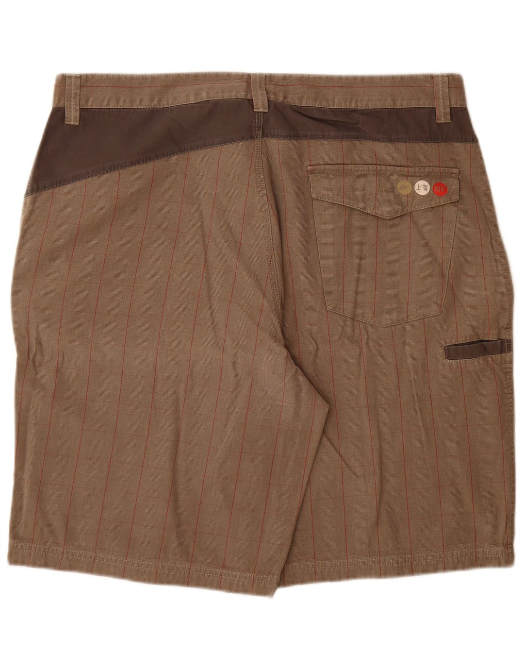 Nike Herren Cargo Shorts XL W38 Grau karierte Baumwolle