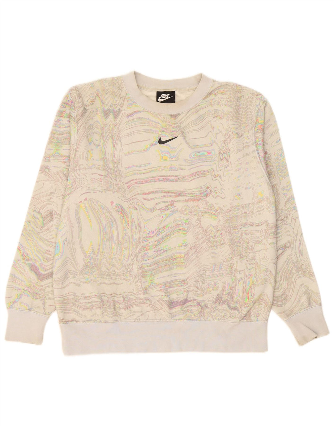 Nike Damen-Sweatshirt mit abstraktem Muster, Gr. 10, Größe S, gebrochenes Weiß