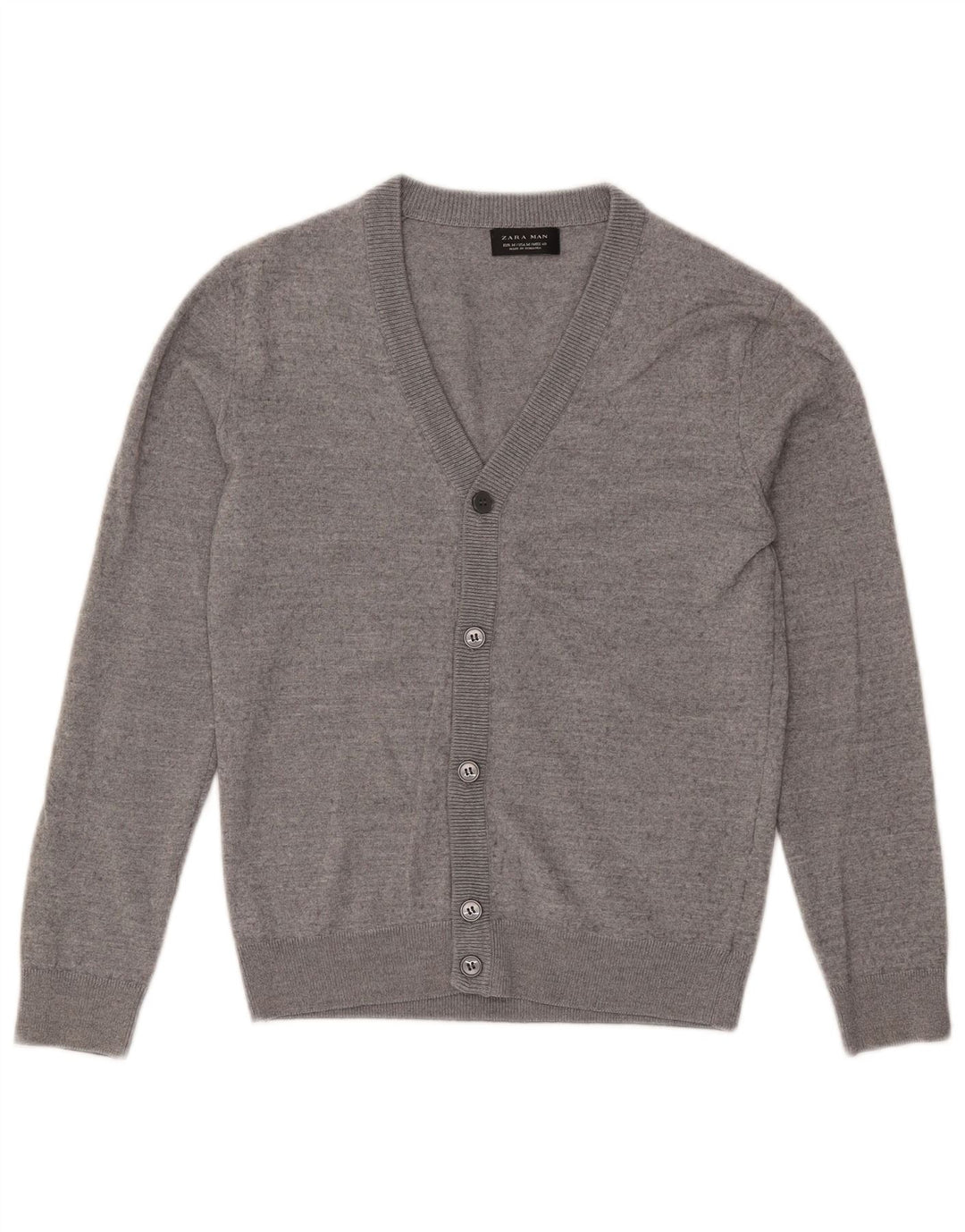 Zara Herren-Cardigan-Pullover Mittelgrau meliert