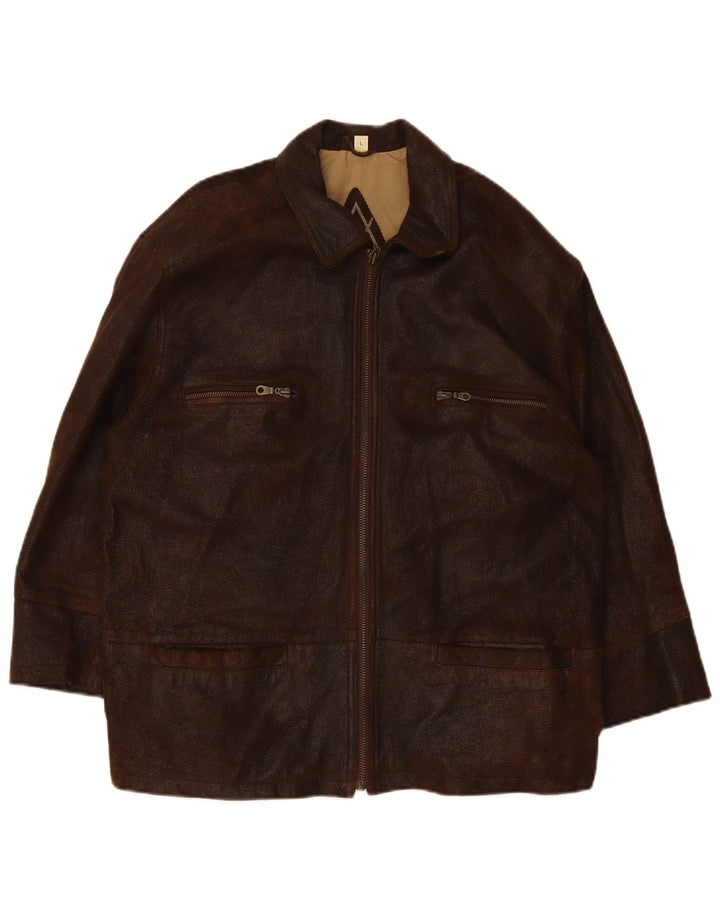 VINTAGE Herren Lederjacke UK 40 Großes braunes Leder