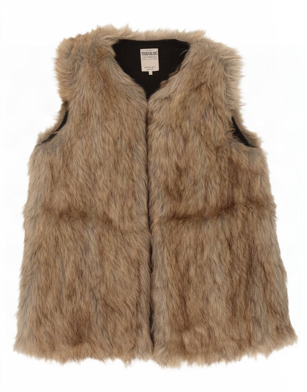 Zara Damen Trafaluc Kunstpelzweste UK 12 Medium Beige Acryl