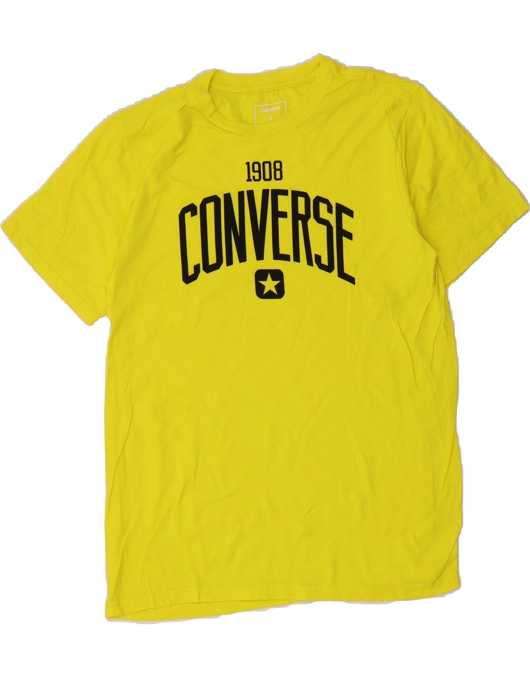 CONVERSE Mens Graphic T-Shirt Top Small Yellow Cotton Vintage Converse and Second-Hand Converse from Messina Hembry 