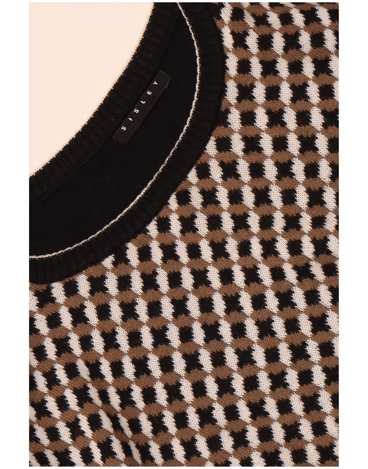 SISLEY Herren-Pullover mit Rundhalsausschnitt, groß, schwarz kariert