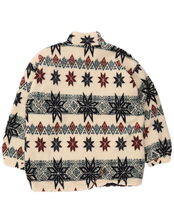 Vintage Herren Fleecejacke UK 40 Groß Weiß Fair Isle Polyester