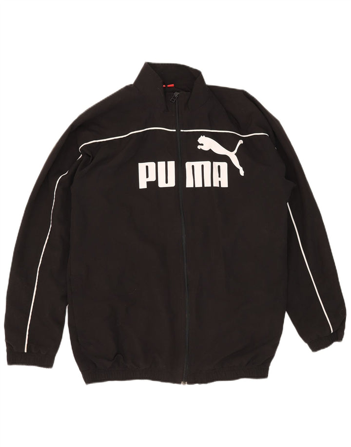 Puma Jungen Grafik-Trainingsanzug-Top-Jacke, 15–16 Jahre, schwarzes Polyester