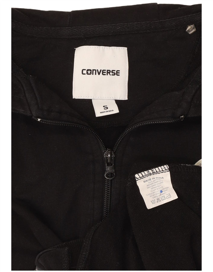 CONVERSE Herren-Kapuzenpullover mit Reißverschluss, klein, schwarze Baumwolle