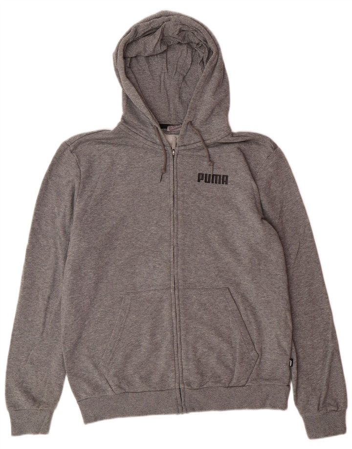 PUMA Herren-Kapuzenpullover mit Reißverschluss, mittelgraue Baumwolle