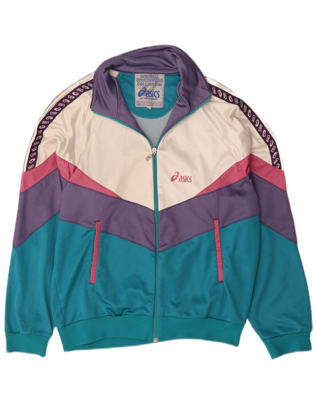 Asics Herren-Trainingsanzug mit grafischem Oberteil, IT 52, Größe L, Grün, Farbblock