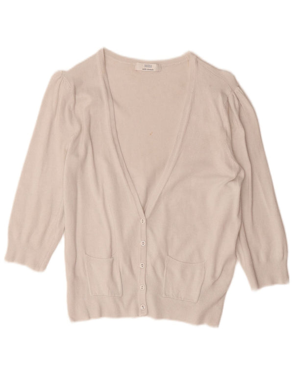Marks & Spencer Damen-Strickjacke mit 3/4-Ärmeln, Gr. 14, Mittel, gebrochenes Weiß