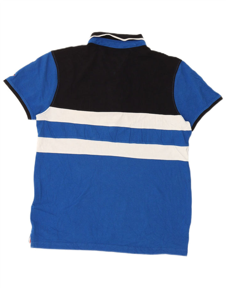 Tommy Hilfiger Herren-Poloshirt mit individueller Passform, klein, blau, Farbblock