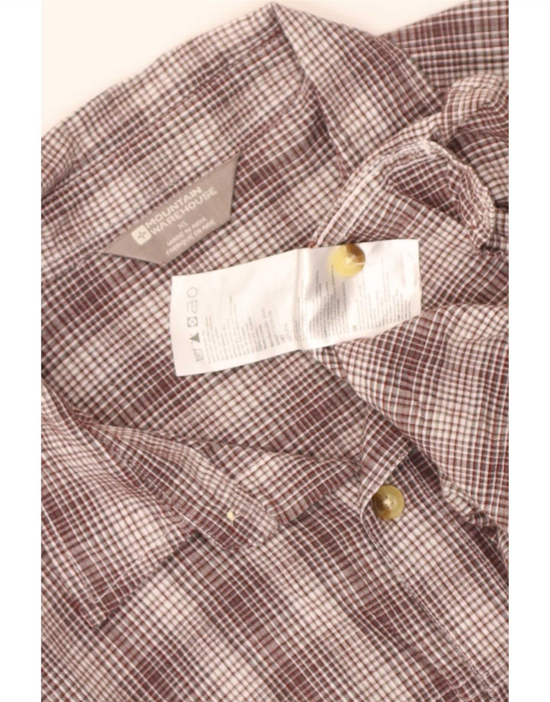 Mountain Warehouse Herren-Kurzarmhemd XL, braun karierte Baumwolle