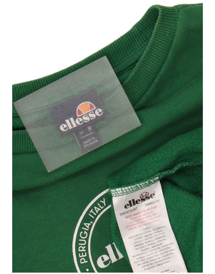 Ellesse Womens Graphic Oversized Sweatshirt Pullover UK 8 Small Grün
