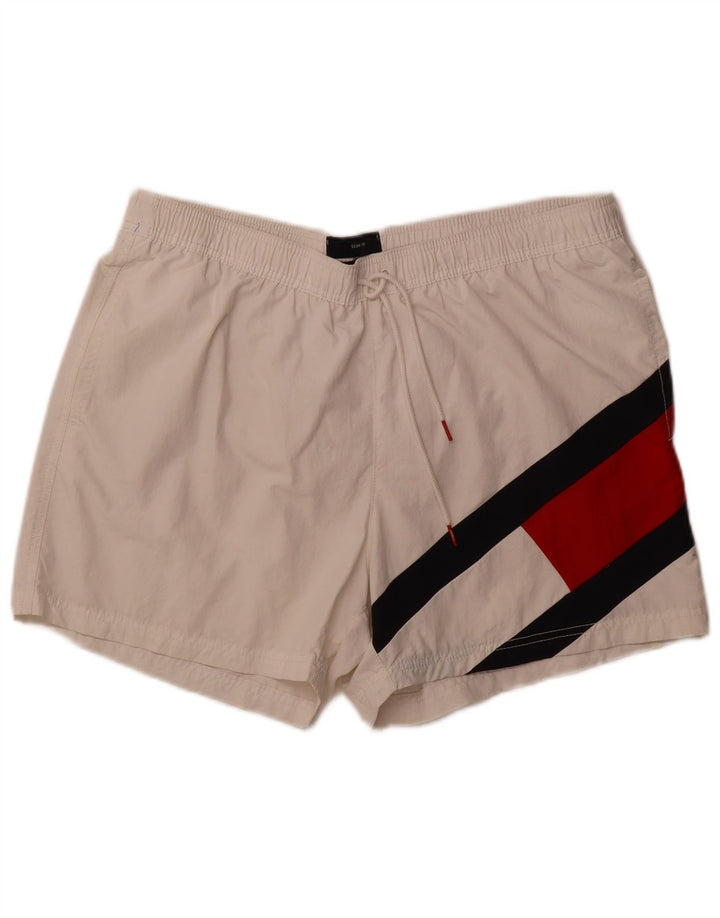 TOMMY HILFIGER Mens Swimming Shorts XL  White Colourblock Polyamide
