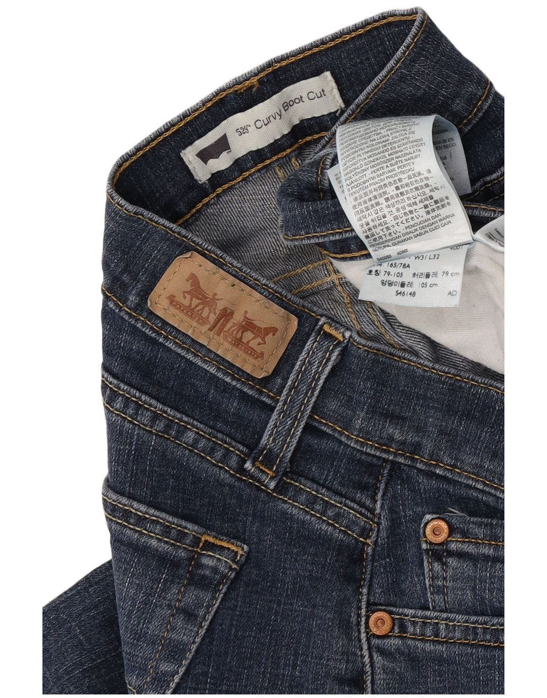 Levi's Damen 529 Curvy Bootcut Jeans W31 L32 Blaue Baumwolle