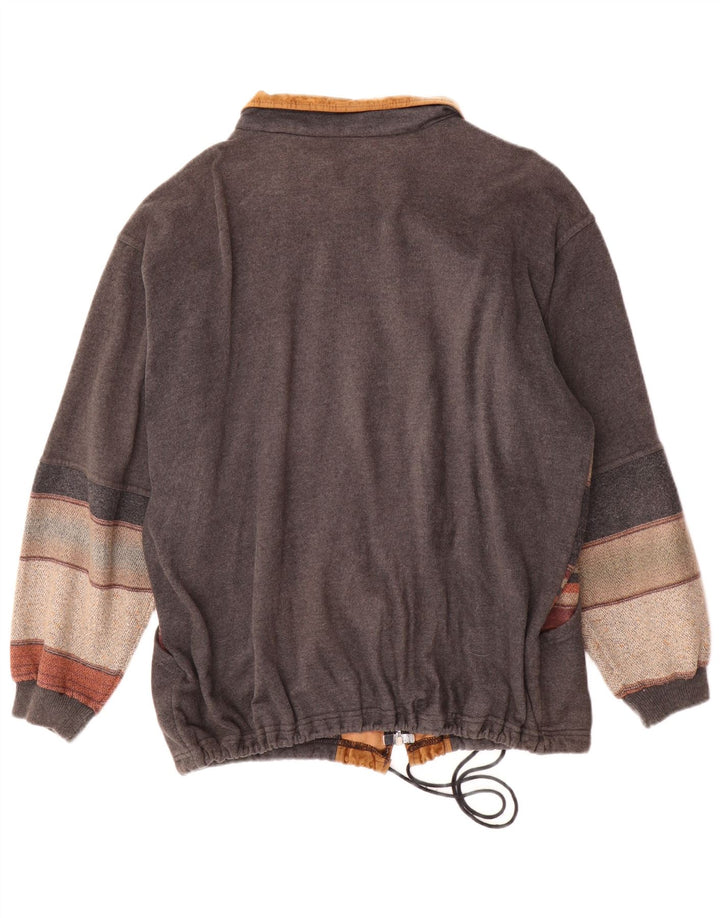 Vintage Herren Bomberjacke mit Grafik, UK 42 XL, Grau, Farbblock-Acryl