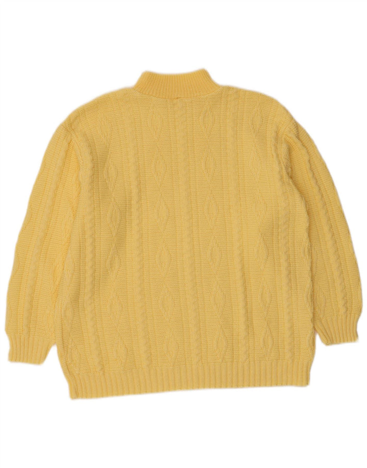 VINTAGE Damen Rollkragenpullover Pullover UK 12 Mittelgelb