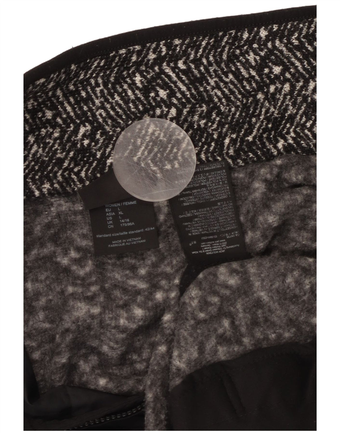 JACK WOLFSKIN Damen-Trainingsanzug-Top-Jacke UK 14/16 Large Black Herringbone