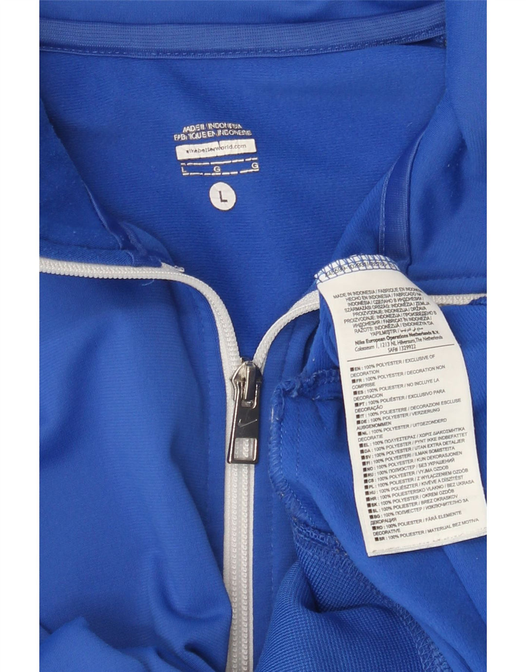 Nike Herren-Trainingsanzug-Topjacke, großes, blaues Farbblock-Polyester