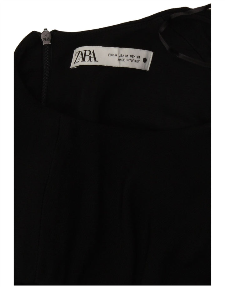 Zara Damen Ärmelloses Maxikleid UK 12 Mittelschwarze Viskose