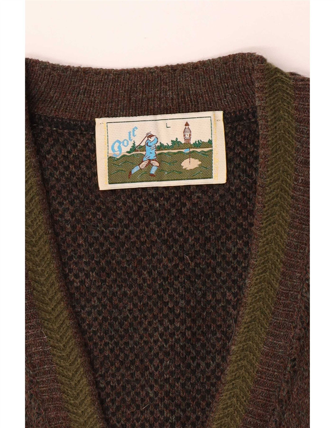 Vintage Herren-Cardigan-Pullover, groß, braun gefleckt