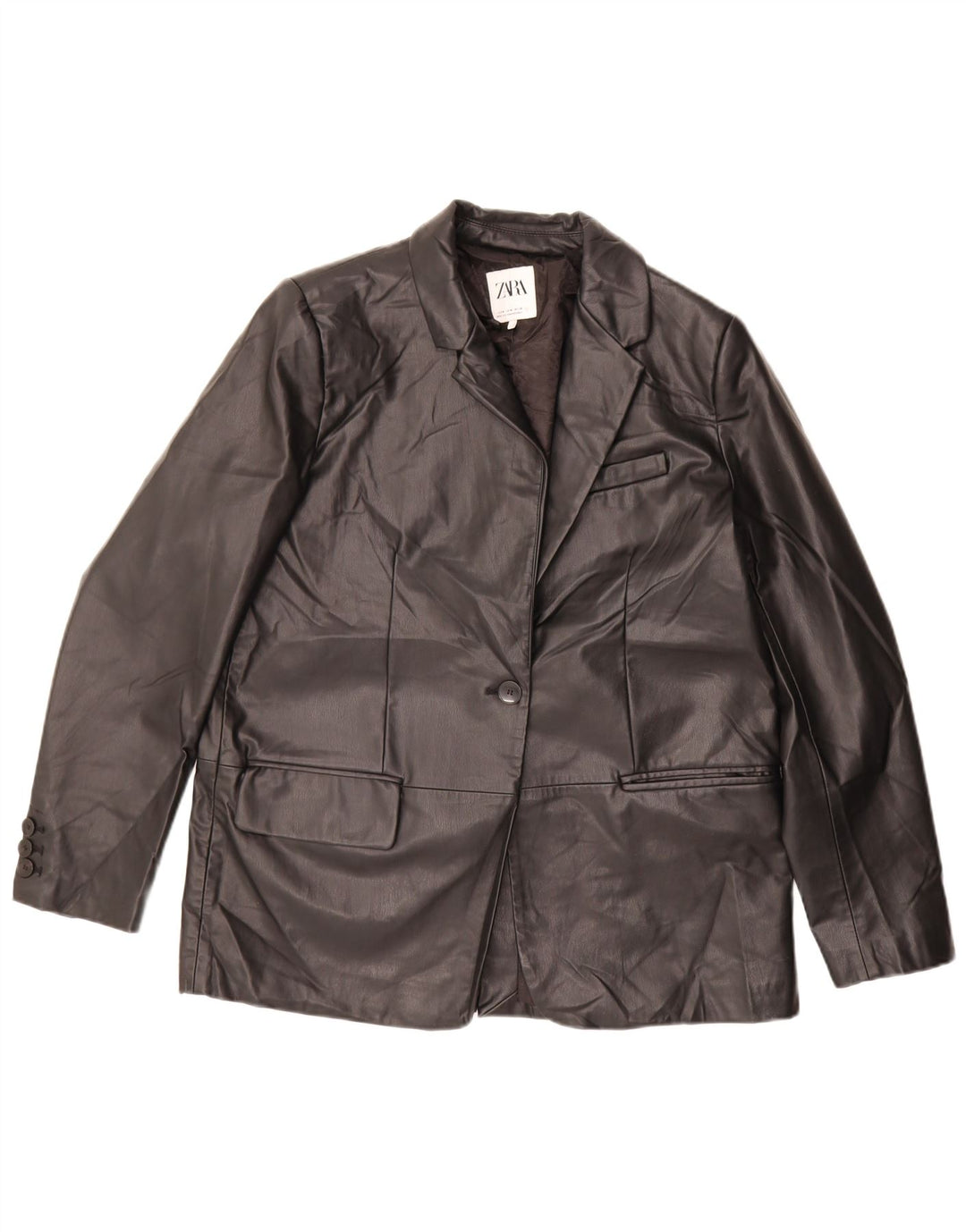 Zara Damen-Blazer, übergroß, 1 Knopf, Gr. 14, Mittelschwarz