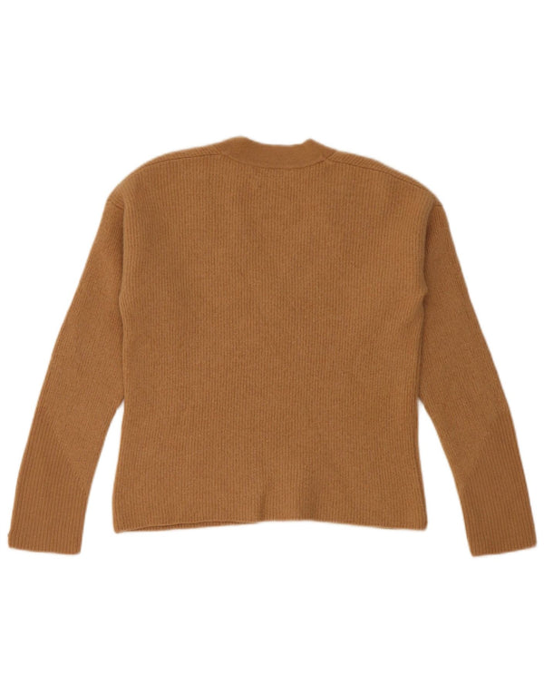 Tommy Hilfiger Damen Crop Pullover mit V-Ausschnitt UK 6 XS Beige Wolle