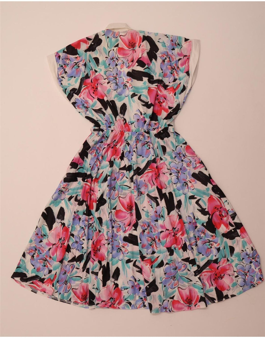 VINTAGE Damen ärmelloses A-Linien-Kleid EU 40 Medium Mehrfarbig geblümt